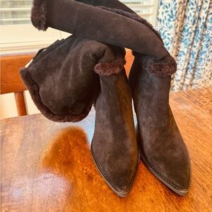 Never worn Sam Edelman Black Heeled Boots with Suede Material